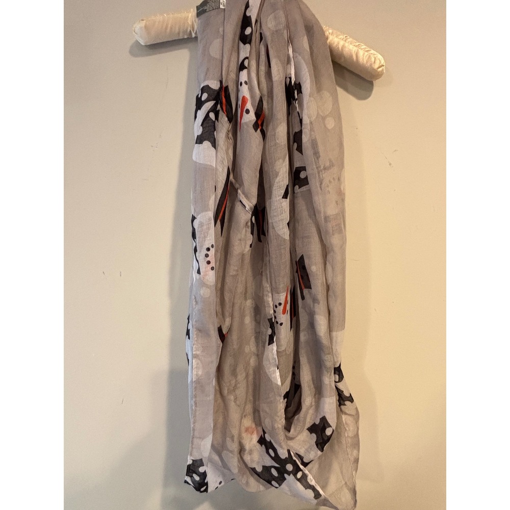 Gray Snowman Print Infinity Scarf Lightweight Winter Holiday AINF0260
